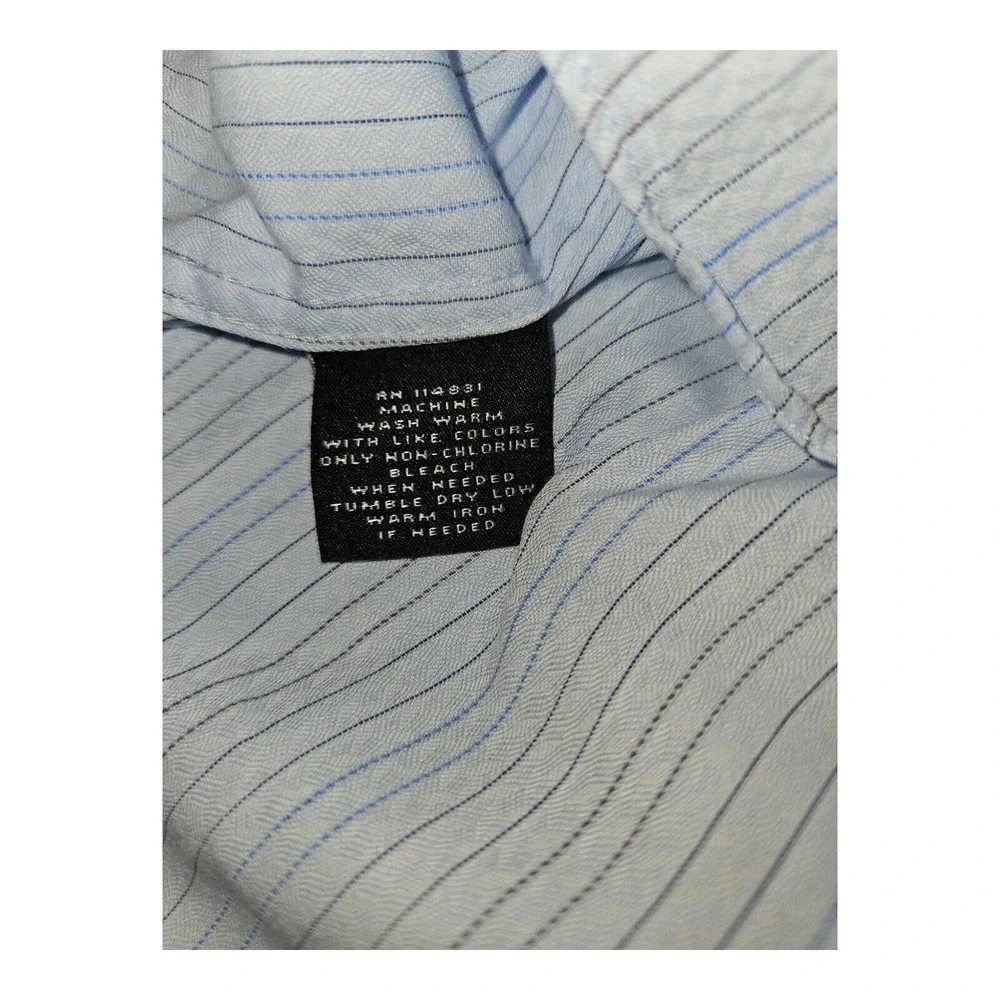 Jhane Barnes Button Up Shirt Large Men's Long Sleeve Two-Ply Blue Dress Wear - Picture 6 of 6